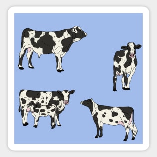 Holstein Cows Pattern Blue Sticker